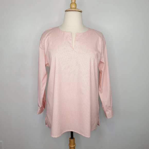 Lands' End Orange Pink Micro Print Supima Cotton Spandex Top Size 18P - Picture 1 of 13